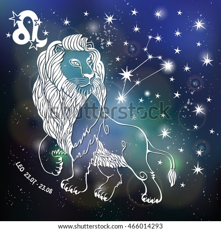 Leo Zodiac Signlion Horoscope Constellationstarsvector Abstract Stock ...