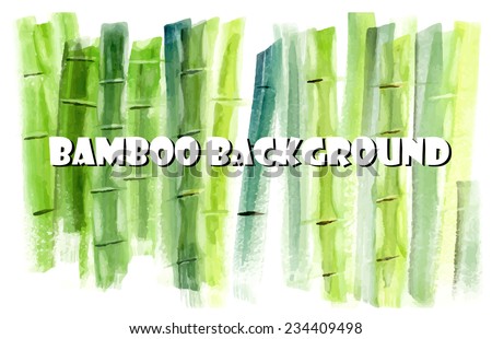 Bamboo background. SPA composition. Watercolor hand drawn. Vector illustration