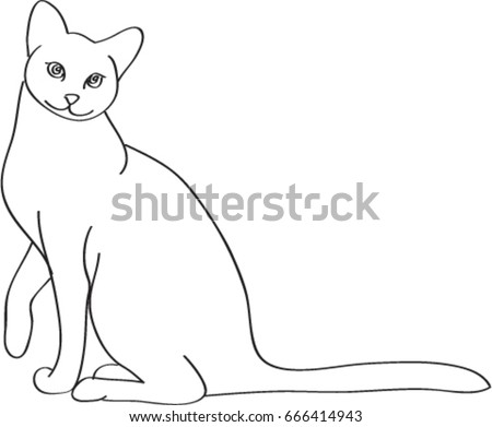 Isolated Cat Sitting Drawing On White Stock Vector 666414943 - Shutterstock