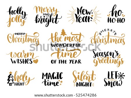 Vector Handwritten Christmas New Year Calligraphy Stock 