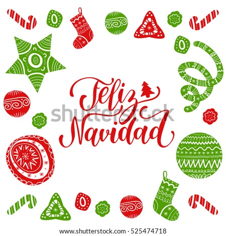 Vector Feliz Navidad Translated Merry Christmas Stock Vector 529079107