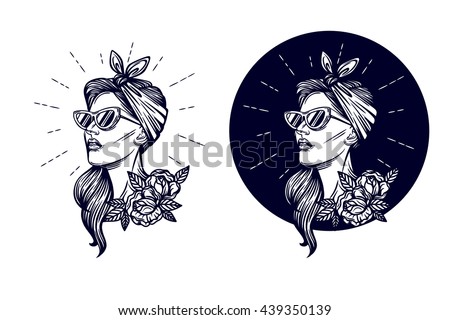 Vector Hipster Logo Label Badge Girl Stock Vector 