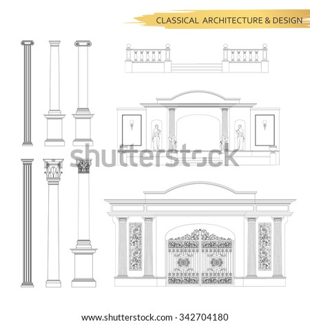 Architectural Drawing Set classical architectural columns drawings set vector stock vector Architectural Drawing Set classical architectural columns drawings set vector stock vector