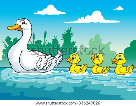 Download Mother Duck Ducklings Stock Vector 336249026 - Shutterstock