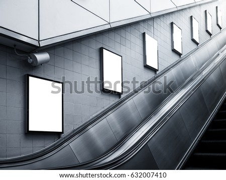 Mock up Billboard Poster ads Escalator side Subway station