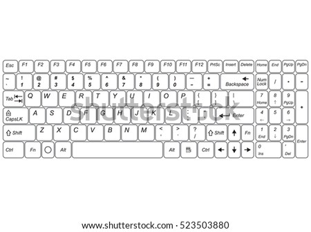 Computer Keyboard Isolated On White Background Stock Vector 523503895 ...