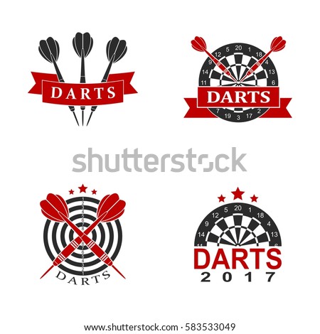 Darts Set Labels Sports Emblem Symbol Stock Vector 583533049 - Shutterstock
