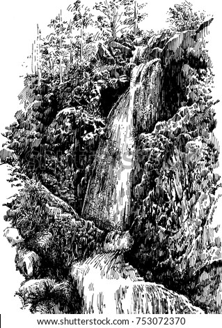 Waterfall Line Art