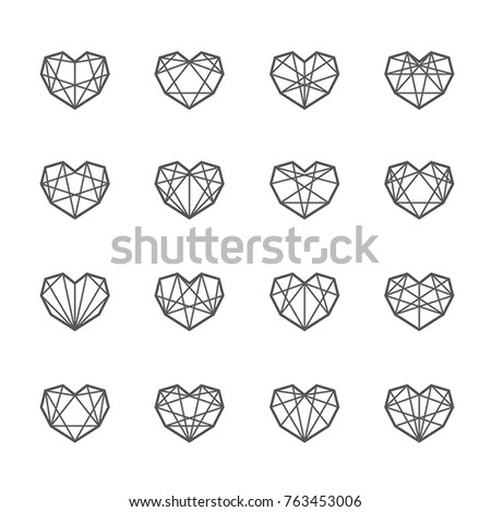 Geometric Polygon Heart Designs Stock Vector 763453006 - Shutterstock