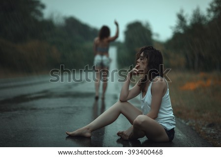 Young Sad Girl Crying Sitting On Stock Photo 393400474 - Shutterstock