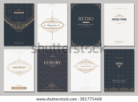 Monogram creative cards template with flourishes ornament elements. Elegant design for cafe, restaurant, heraldic, jewelry, fashion