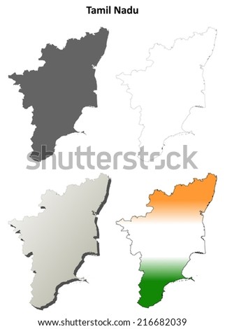 Tamil Nadu Blank Detailed Outline Map Stock Vector (Royalty Free) 216682039 - Shutterstock