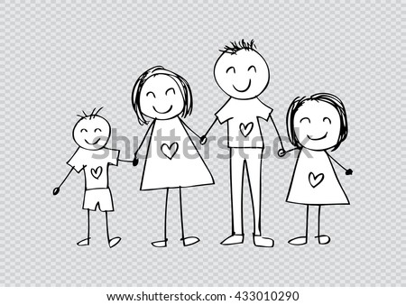 Happy Family Smiling Together Father Children Stock Vector 63346867 ...