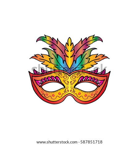 Collection Cartoon Illustrations Venetian Painted Carnival Stock Vector ...