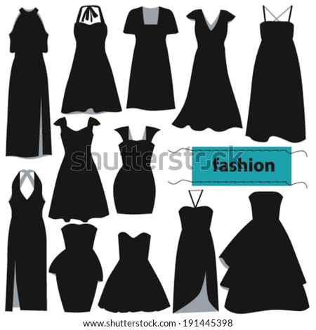 summer dresses silhouette - stock vector