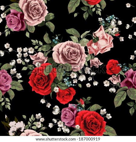 Seamless Floral Pattern Red Pink Roses Stock Vector ...