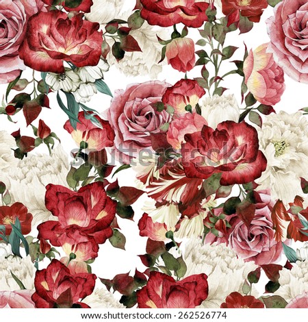 Seamless Floral Pattern Red Pink Roses Stock Vector 187000910 ...
