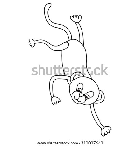 Vector Funny Monkey Illustration Coloring Page Stock ...