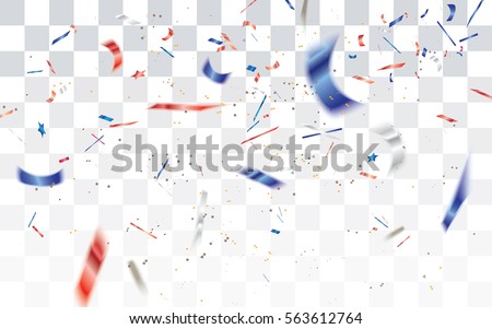 Defocused white,red and blue confetti isolated on transparent background.Vector illustration.