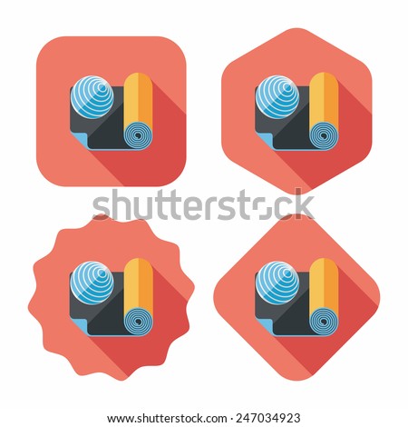 Yoga Mat And Ball Flat Icon With Long Shadoweps10 Yoga Mat And Ball Flat Icon With Long Shadoweps10