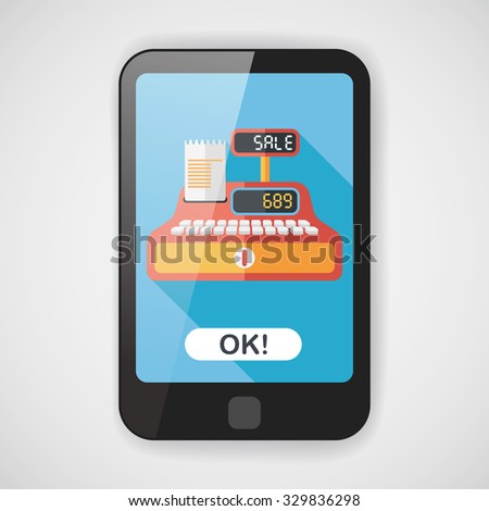shopping cash register flat icon with long shadow,eps10