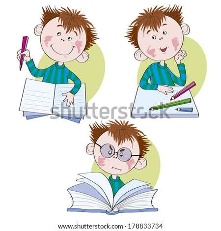 School Kids Series Cartoon Little Boy Stock Vector 68681314 - Shutterstock