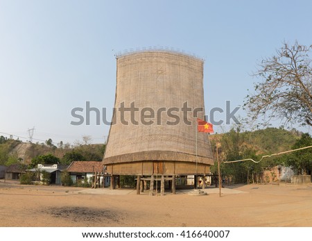 Rong house in Bahnar villages in Central Vietnam. The Rong is used as a venue for festivals and village meetings, is the communal house of villages of the Bahnar, Jarai and other ethnic minorities