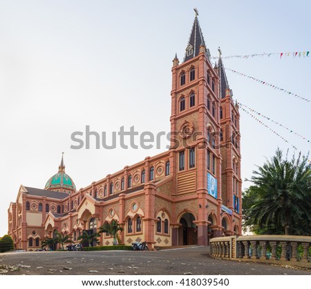 Buon Me Thuot, Vietnam - Mar 30, 2016: Buon Ho church in Buon Me Thuot province, central highland of Vietnam