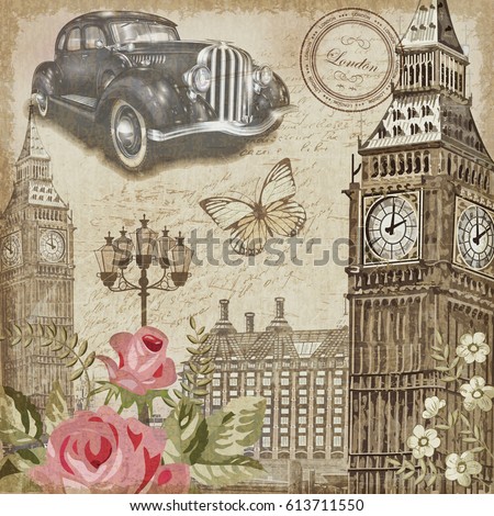 London Vintage Poster Stock Vector 255555067 - Shutterstock