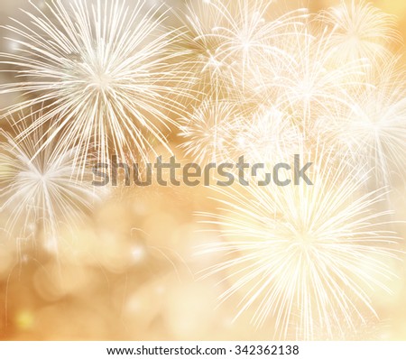 Fireworks at New Year and copy space.