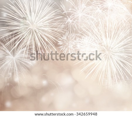 Fireworks at New Year and copy space.