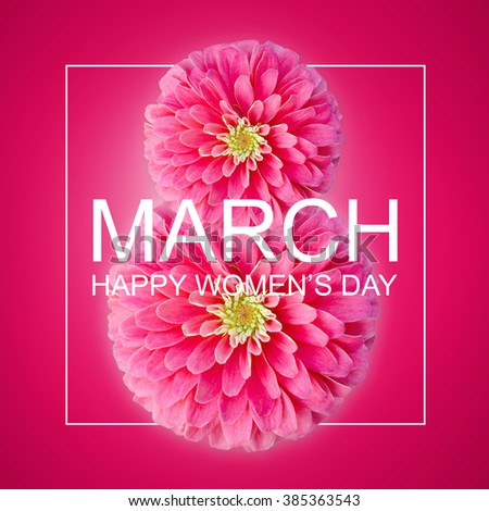 The international women's day on March, 8th greeting background with Flowers petal number 8