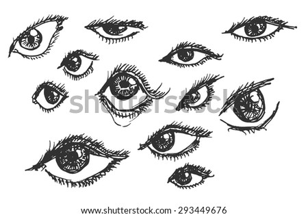 Doodle Style Eyes Sketch Vector Forma 스톡 벡터 293449676 - Shutterstock