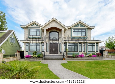 Luxury House Exterior luxury house beautiful landscaping on sunny stock photo 448870624 Luxury House Exterior luxury house beautiful landscaping on sunny stock photo 448870624