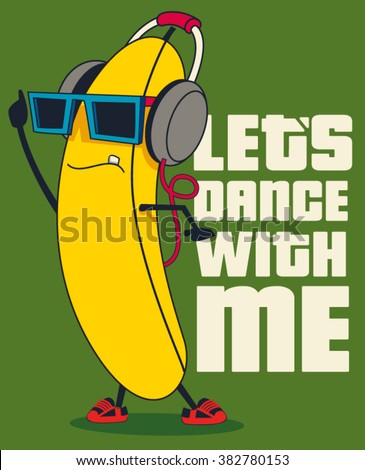 dance and Cartoon banana vector character