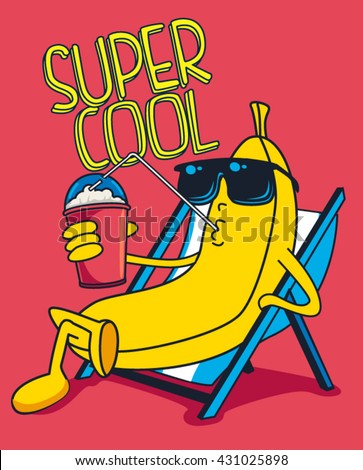 Cartoon banana vector character, milkshake