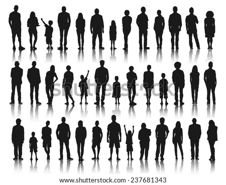 Silhouettes Group of People in a Row