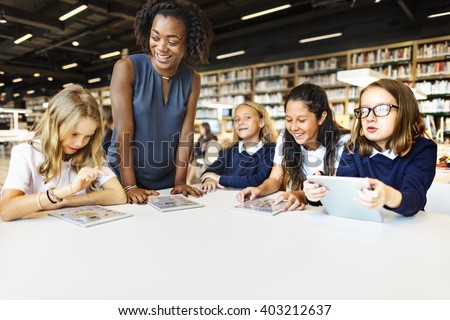 Education School Teacher Student Digital Tablet Technology Concept