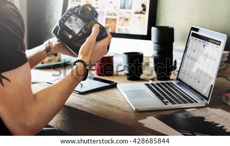 Photographer Journalist Working Studio Agency Concept