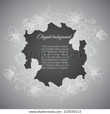 Elegant frame with branch of apricot flowers