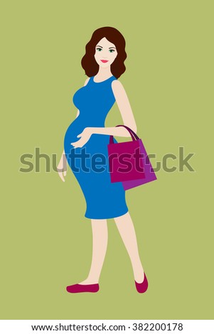 Pregnant woman with shopping bags
