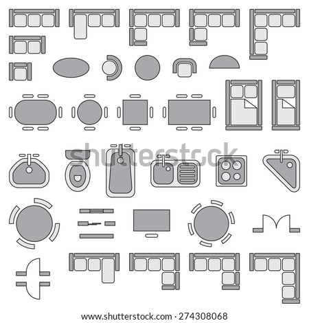 Architecture Design Elements standard furniture symbols used architecture plans stock vector Architecture Design Elements standard furniture symbols used architecture plans stock vector