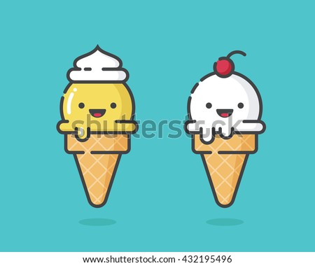 Cartoon Ice Cream Cones Vector Illustration Stock Vector 