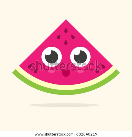 Cute Watermelon Face Stock Vector 682840219 - Shutterstock