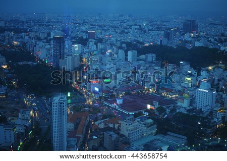 Sai Gon, Vietnam - June, 16, 2015: Cityscape of Sai Gon at night