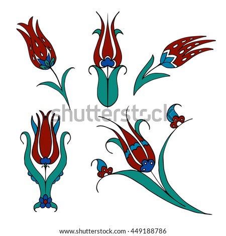 Set Islamic Floral Design Turkish Tulip Stock Vector ...