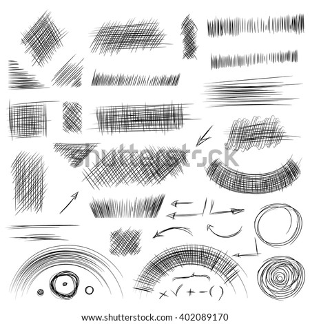 Hand Drawn Scribble Shapes Set Doodle Stock Vector