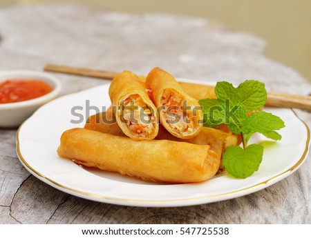 Fried Chinese Traditional Spring rolls food
