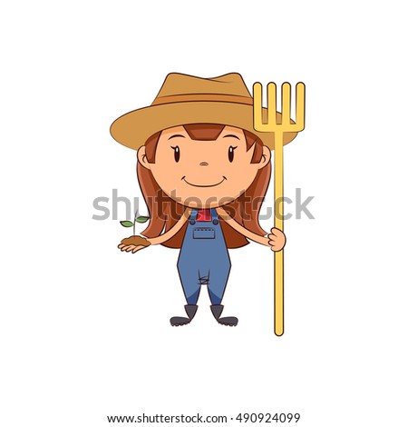 Girl Farmer Vector Illustration Stock Vector 490924099 - Shutterstock