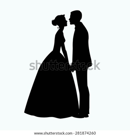 Silhouette Newlyweds Vector Stock Vector 127676477 - Shutterstock